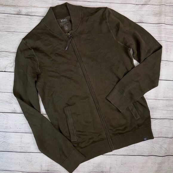 Brax Men's Joshua Full Zip Fine Knit Sweater in Olive Green Size 50 = Medium - Picture 2 of 8